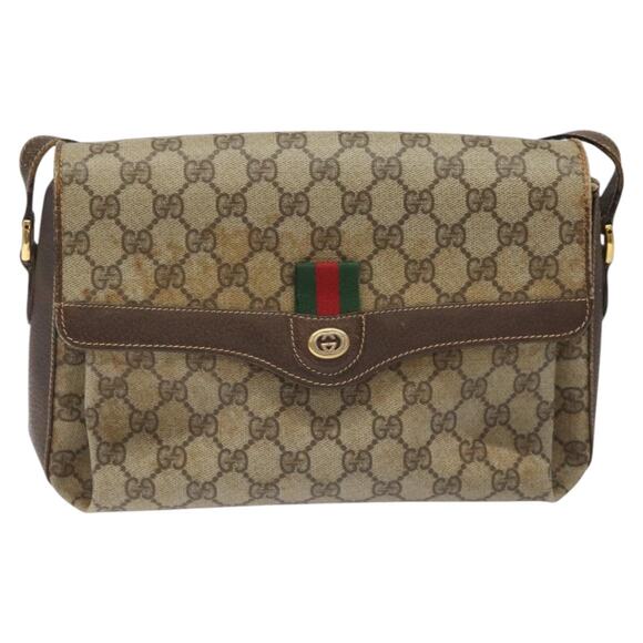 GUCCI GG Supreme Web Sherry Line Shoulder Bag Pvc Beige Red Green - Picture 2 of 16